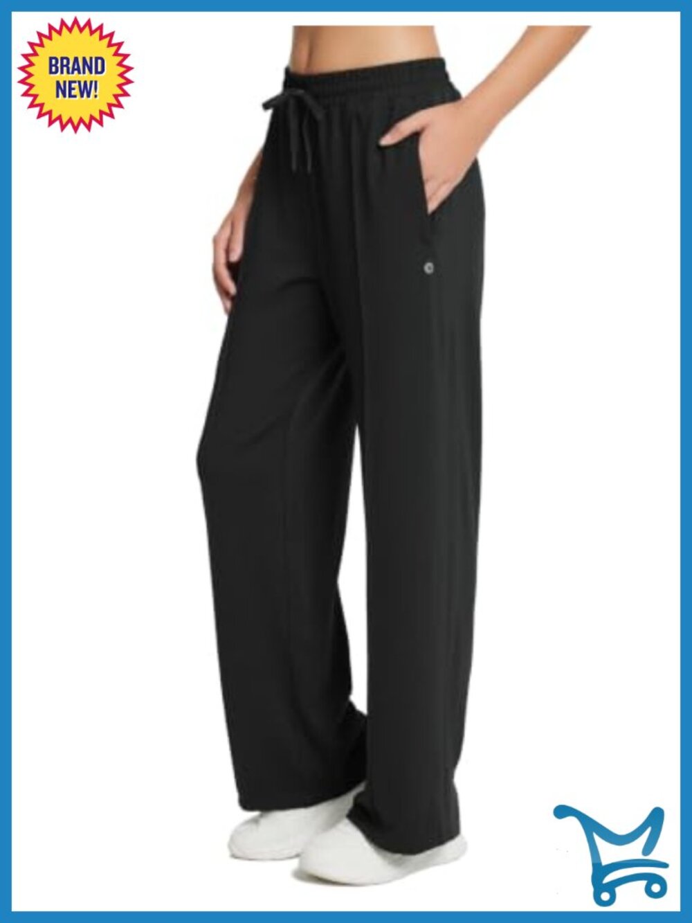 Womens 29" Loose Fit Straight Leg Track Pants Sweatpants Zipper Pockets